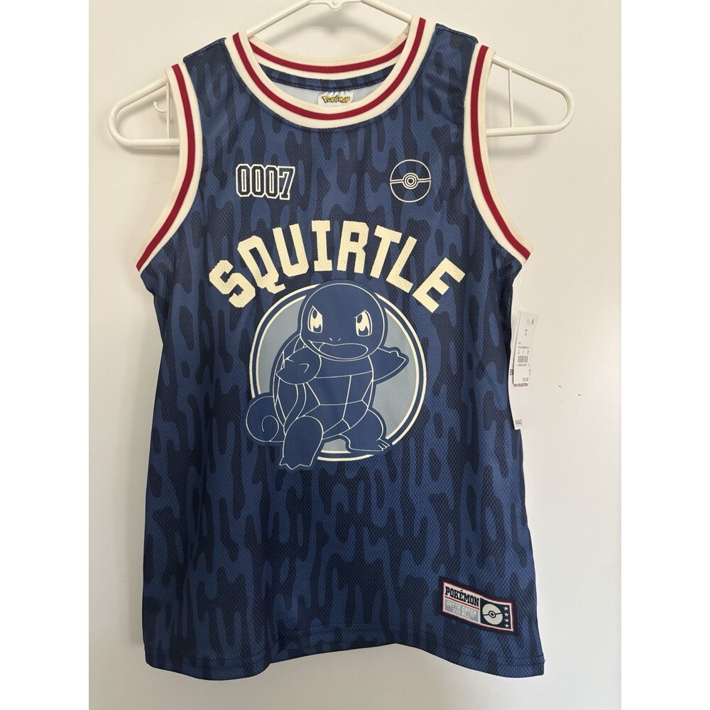 Limited Pokémon Squirtle Camouflage Sleeveless Jersey Top Medium Blue Mesh Kids